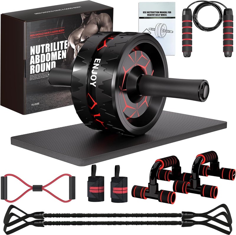 Readaeer Ab Roller Wheel, Ab Exercise Wheels Kit with Ab Roller, Resistance Bands, Knee Mat, Jump Rope, Push-Up Bar - Image 1